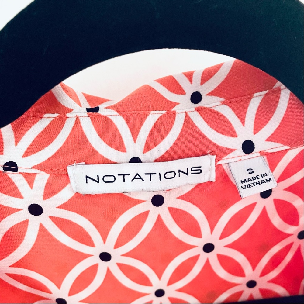 Notations Orange Geometric Patterned Shirt Size S… - image 3